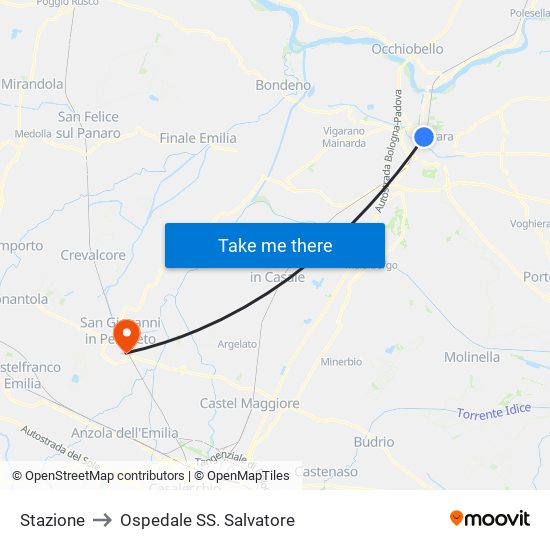 Stazione to Ospedale SS. Salvatore map