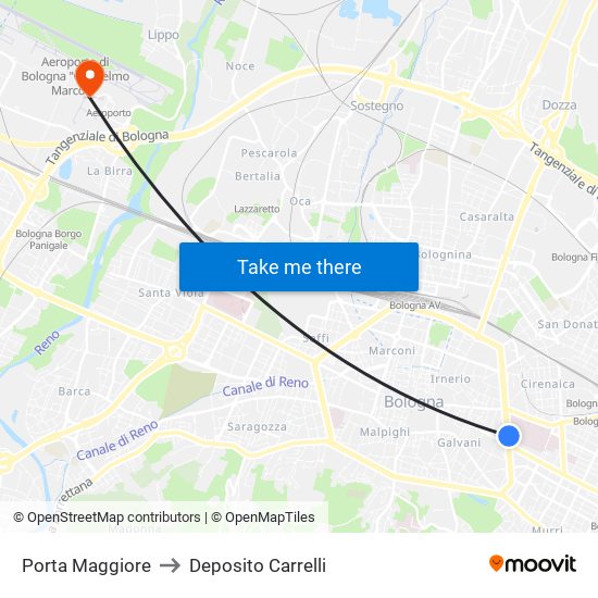 Porta Maggiore to Deposito Carrelli map