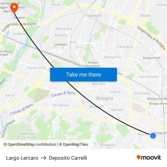 Largo Lercaro to Deposito Carrelli map