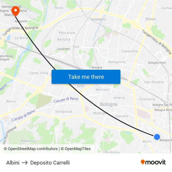Albini to Deposito Carrelli map