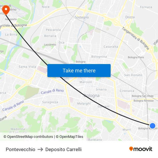 Pontevecchio to Deposito Carrelli map