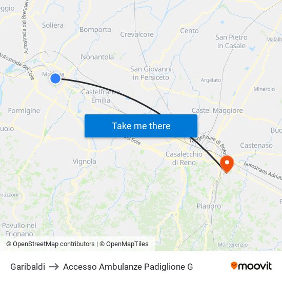 Garibaldi to Accesso Ambulanze Padiglione G map