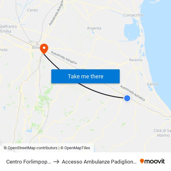 Centro Forlimpopoli to Accesso Ambulanze Padiglione G map