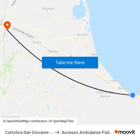 Cattolica-San Giovanni-Gabicce to Accesso Ambulanze Padiglione G map