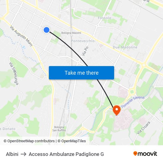 Albini to Accesso Ambulanze Padiglione G map