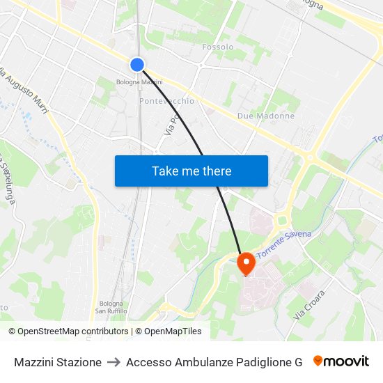 Mazzini Stazione to Accesso Ambulanze Padiglione G map
