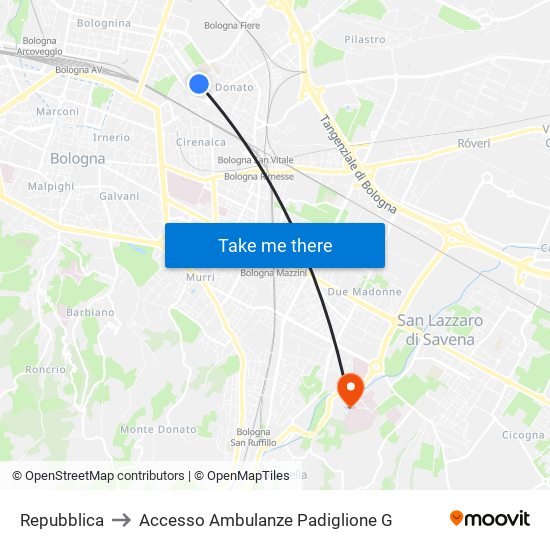 Repubblica to Accesso Ambulanze Padiglione G map