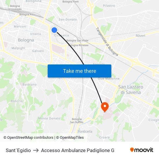 Sant`Egidio to Accesso Ambulanze Padiglione G map