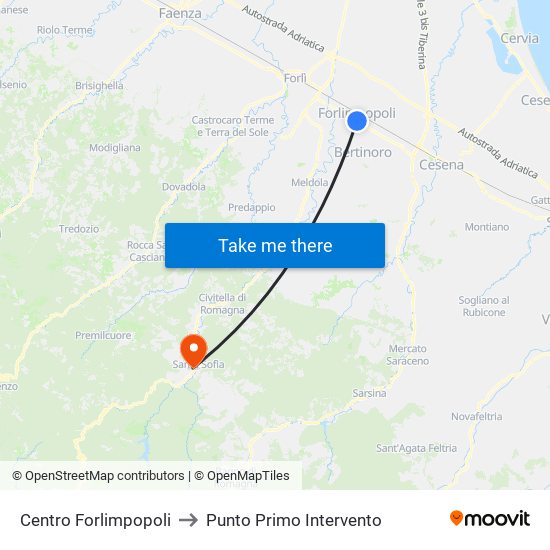 Centro Forlimpopoli to Punto Primo Intervento map
