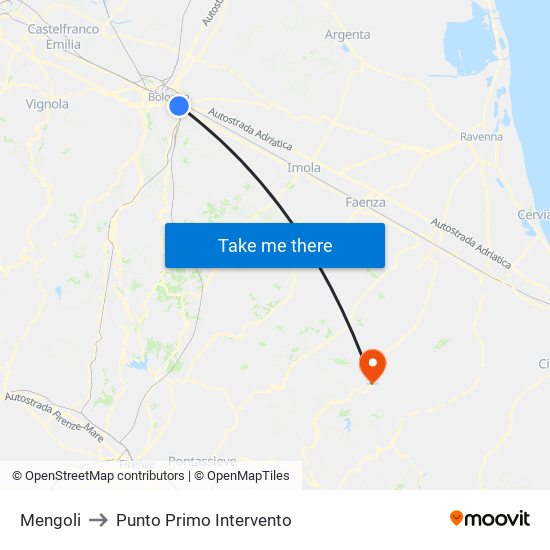 Mengoli to Punto Primo Intervento map