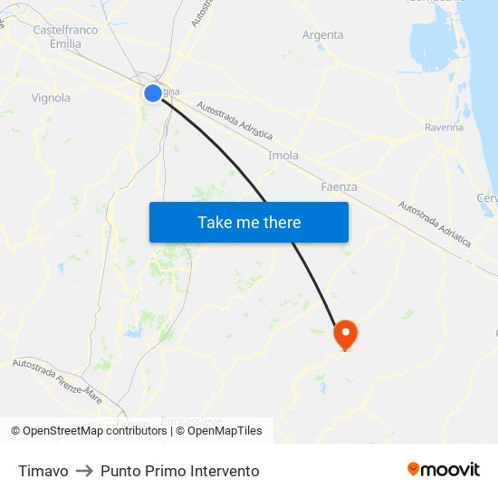 Timavo to Punto Primo Intervento map