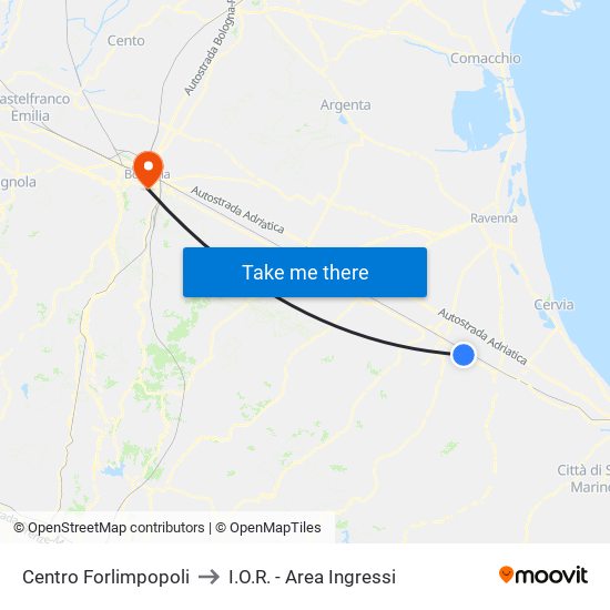 Centro Forlimpopoli to I.O.R. - Area Ingressi map