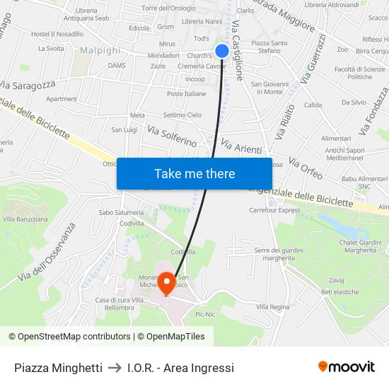 Piazza Minghetti to I.O.R. - Area Ingressi map