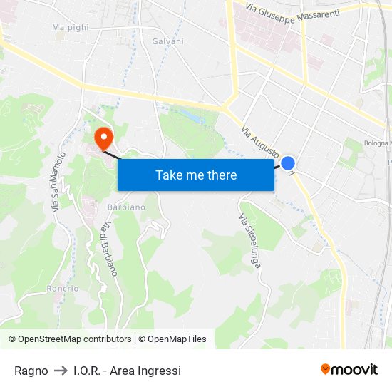 Ragno to I.O.R. - Area Ingressi map