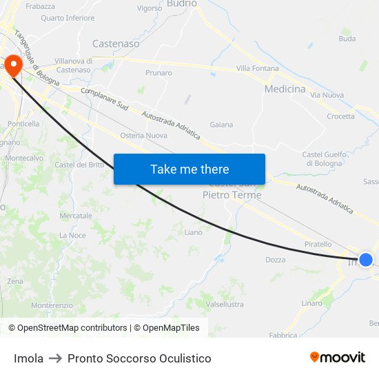 Imola to Pronto Soccorso Oculistico map