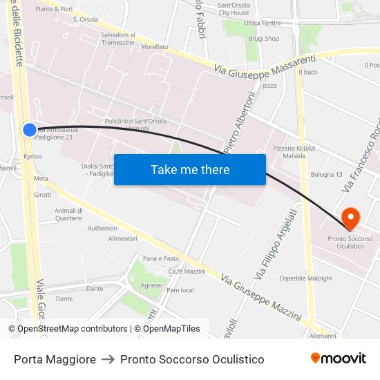 Porta Maggiore to Pronto Soccorso Oculistico map