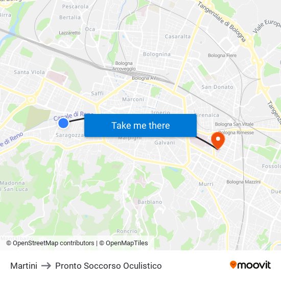 Martini to Pronto Soccorso Oculistico map