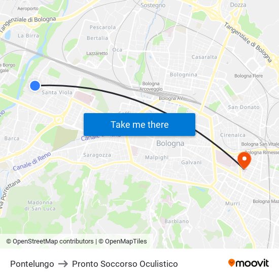 Pontelungo to Pronto Soccorso Oculistico map