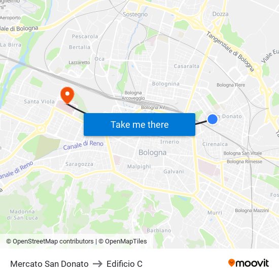 Mercato San Donato to Edificio C map