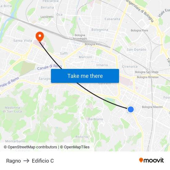 Ragno to Edificio C map