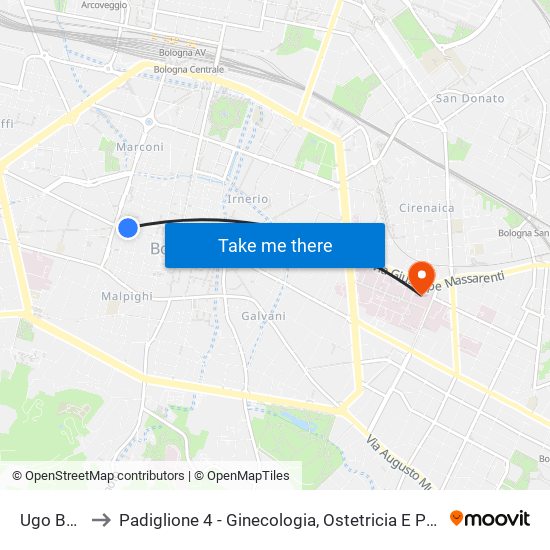 Ugo Bassi to Padiglione 4 - Ginecologia, Ostetricia E Ps Ostetrico map
