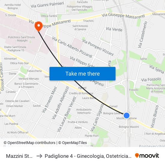 Mazzini Stazione to Padiglione 4 - Ginecologia, Ostetricia E Ps Ostetrico map