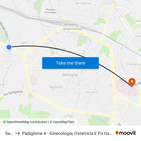 Saffi to Padiglione 4 - Ginecologia, Ostetricia E Ps Ostetrico map