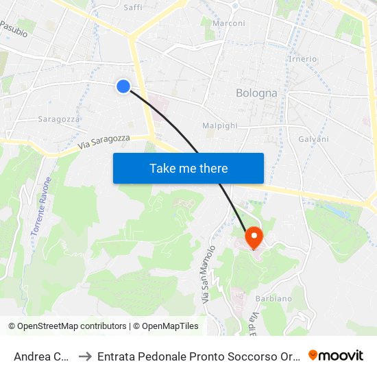 Andrea Costa to Entrata Pedonale Pronto Soccorso Ortopedico map