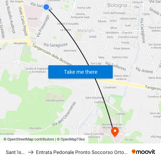 Sant`Isaia to Entrata Pedonale Pronto Soccorso Ortopedico map