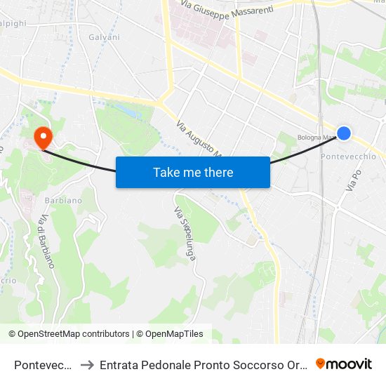 Pontevecchio to Entrata Pedonale Pronto Soccorso Ortopedico map