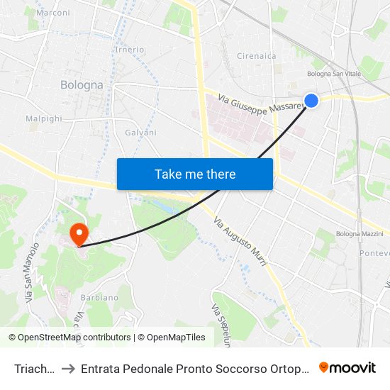 Triachini to Entrata Pedonale Pronto Soccorso Ortopedico map