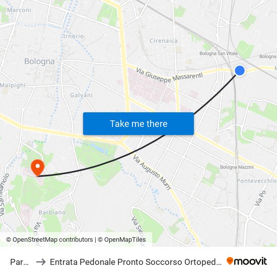 Parco to Entrata Pedonale Pronto Soccorso Ortopedico map