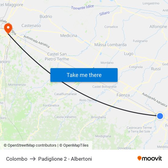 Colombo to Padiglione 2 - Albertoni map