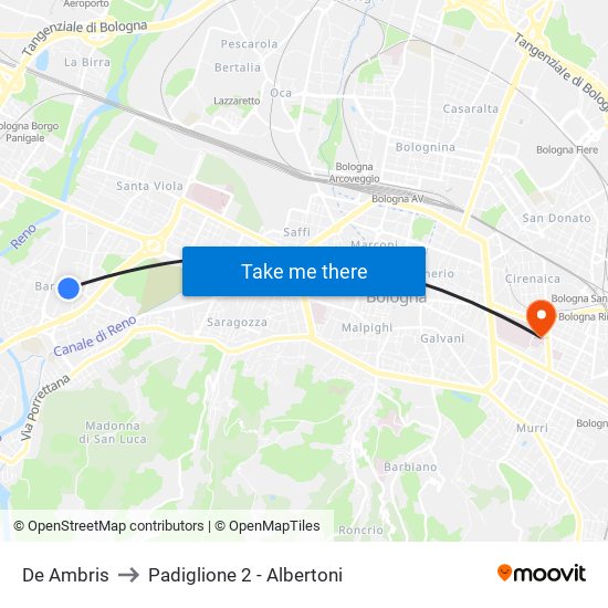 De Ambris to Padiglione 2 - Albertoni map