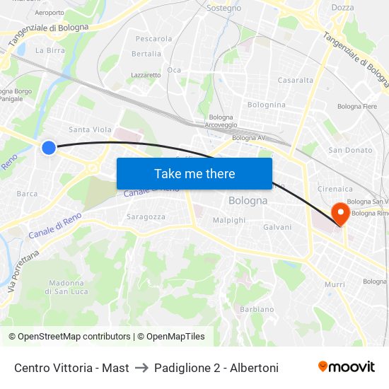 Centro Vittoria - Mast to Padiglione 2 - Albertoni map