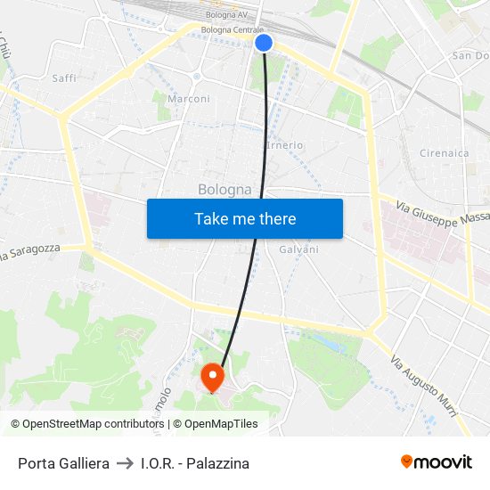 Porta Galliera to I.O.R. - Palazzina map