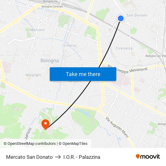 Mercato San Donato to I.O.R. - Palazzina map