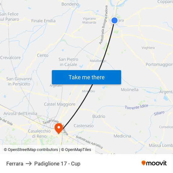 Ferrara to Padiglione 17 - Cup map