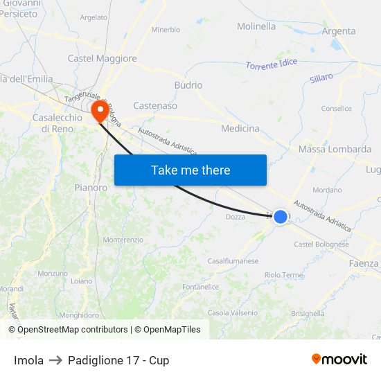 Imola to Padiglione 17 - Cup map