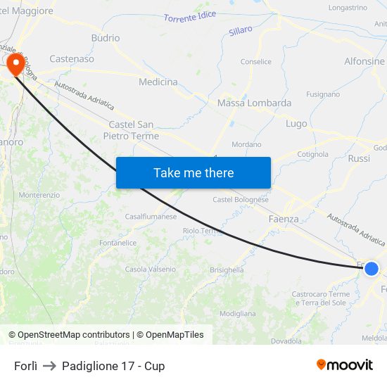 Forlì to Padiglione 17 - Cup map