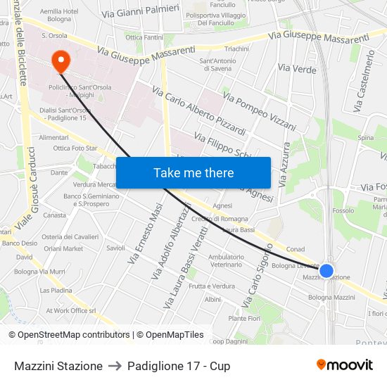 Mazzini Stazione to Padiglione 17 - Cup map