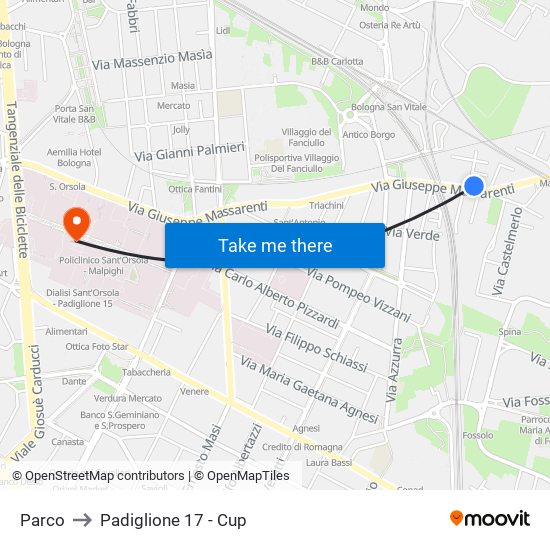 Parco to Padiglione 17 - Cup map