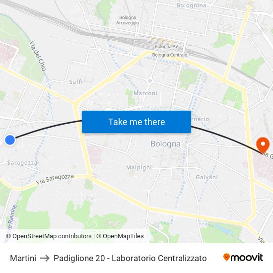 Martini to Padiglione 20 - Laboratorio Centralizzato map