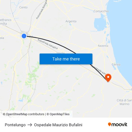 Pontelungo to Ospedale Maurizio Bufalini map