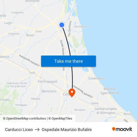 Carducci Liceo to Ospedale Maurizio Bufalini map