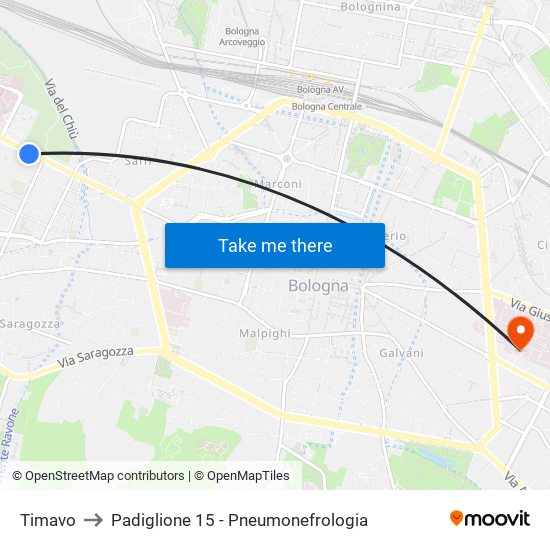 Timavo to Padiglione 15 - Pneumonefrologia map