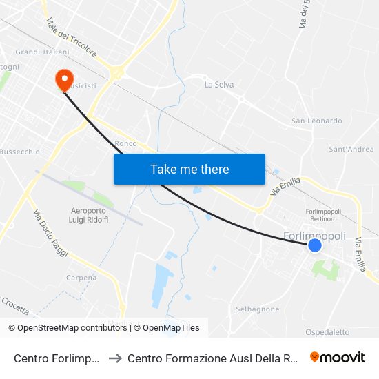 Centro Forlimpopoli to Centro Formazione Ausl Della Romagna map