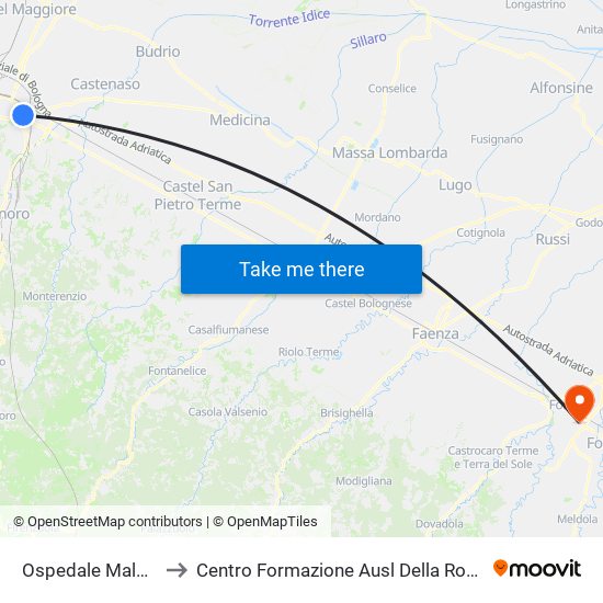 Ospedale Malpighi to Centro Formazione Ausl Della Romagna map