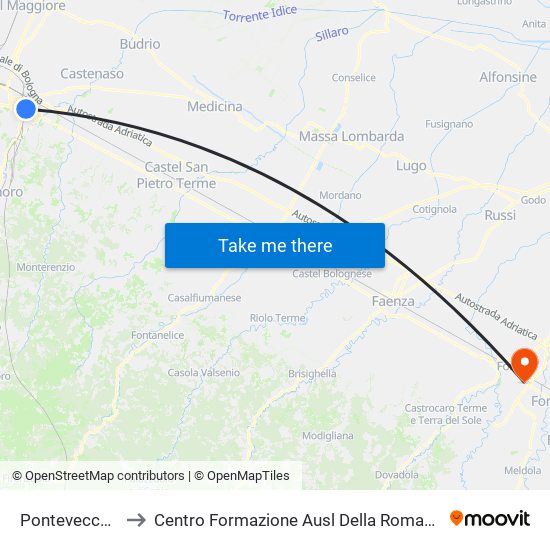 Pontevecchio to Centro Formazione Ausl Della Romagna map