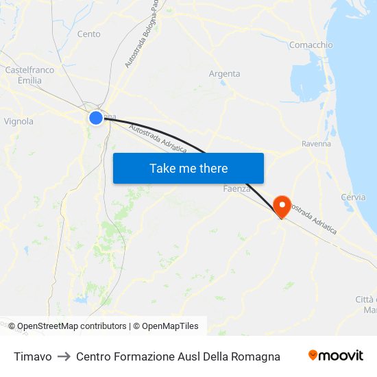 Timavo to Centro Formazione Ausl Della Romagna map